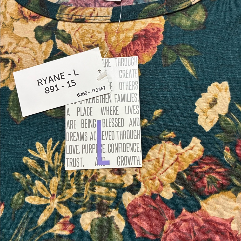 Floral Midi Dress in Teal with Mustard and Rust Blooms - Picture 2 of 3